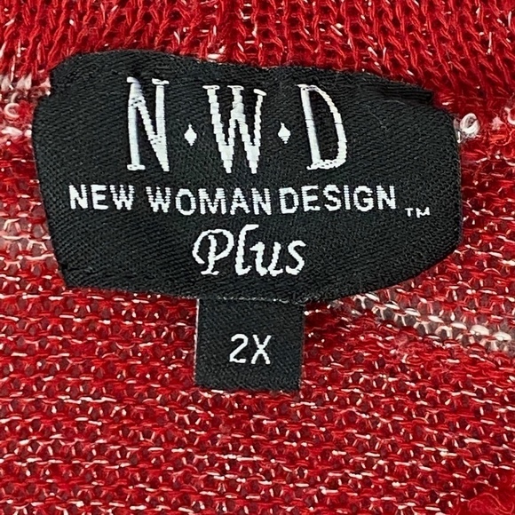 NWD New Woman Design Cowl Neck Half Sleeve Sweater 2X Red c/ Glitter Threading - Picture 5 of 7